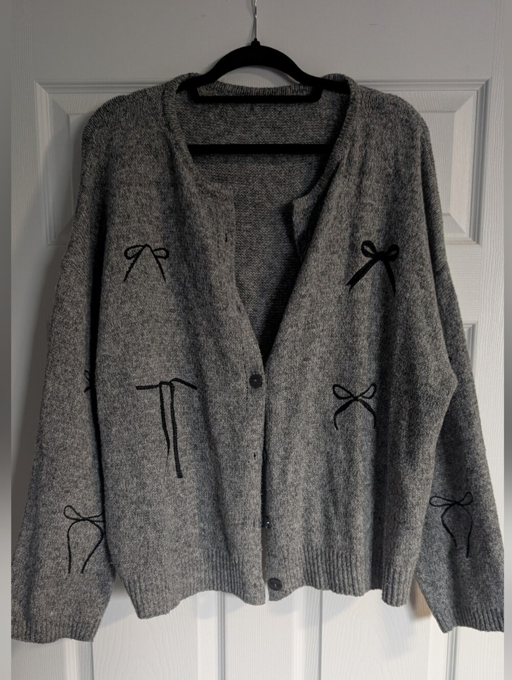 Oversized Bow-Accent Cardigan